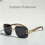 Trend Verse™ Solar Cheetah Photochromic Glasses 🐆 | Luxury Rimless Transition Sunglasses | Sculpted Gold Hinge ☀️🕶️