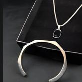 Men’s Combo Jewelry Set – Stainless Steel Necklace + Half Cuff Bracelet