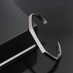2 Piece Stainless Steel Hexagon Cuff Bangle
