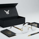 Trend Verse™ Solar Cheetah Photochromic Glasses 🐆 | Luxury Rimless Transition Sunglasses | Sculpted Gold Hinge ☀️🕶️