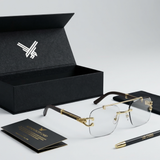 Trend Verse™ Solar Cheetah Photochromic Glasses 🐆 | Luxury Rimless Transition Sunglasses | Sculpted Gold Hinge ☀️🕶️