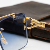 Trend Verse™ Solar Cheetah Photochromic Glasses 🐆 | Luxury Rimless Transition Sunglasses | Sculpted Gold Hinge ☀️🕶️