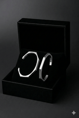 2 Piece Stainless Steel Hexagon Cuff Bangle