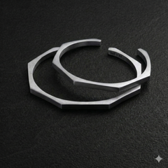 2 Piece Stainless Steel Hexagon Cuff Bangle