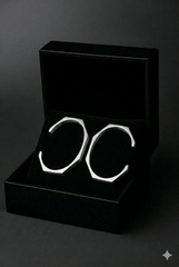 2 Piece Stainless Steel Hexagon Cuff Bangle