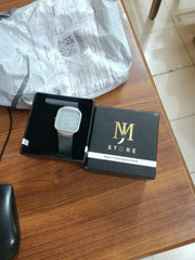 Master Mens Watch, Classic Rubber Strap, Slim Square Dial Watch For Boys & Mens