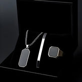 Black Onyx Men’s Luxury Jewelry Set – Necklace, Bracelet & Ring
