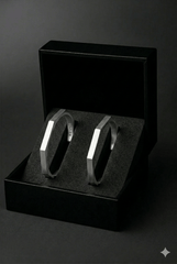 2 Piece Stainless Steel Hexagon Cuff Bangle