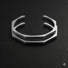2 Piece Stainless Steel Hexagon Cuff Bangle
